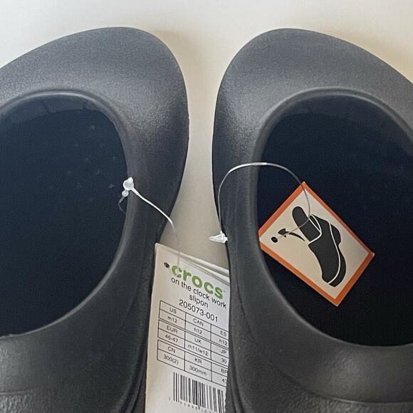 Crocs Adult On The Clock Clogs Slip On Slip Resistant Work Black Mens Size 12 - Picture 7 of 8